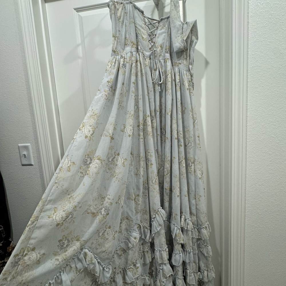 V. Chapman Victorian Blue Roses Maxi Dress - Picture 5 of 9